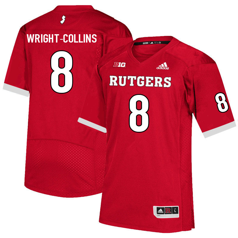Men #8 Jamier Wright-Collins Rutgers Scarlet Knights College Football Jerseys Sale-Scarlet - Click Image to Close